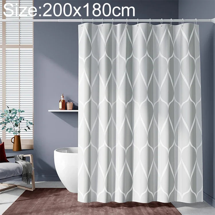 ستارة دش مقاومة للماء للحمام بنمط هندسي رمادي فاتح، 80×200 سم، 100×200 سم، 120×180 سم، 200×180 سم