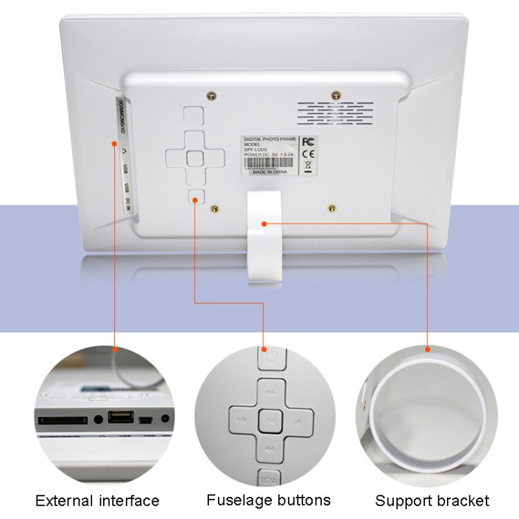 إطار صور رقمي DPF-106 بحجم 10.1 بوصة، جهاز إعلان فيديو LED، قابس أمريكي، قابس أوروبي، قابس بريطاني، قابس أسترالي