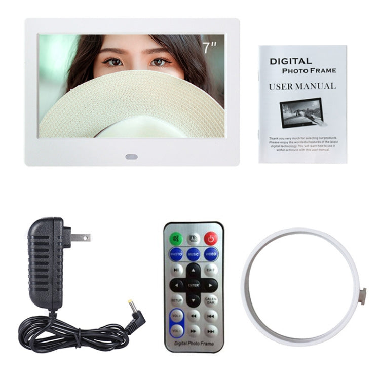 إطار صور رقمي DPF-706 بحجم 7 بوصة، جهاز إعلان LED مثبت على الحائط، قابس أمريكي، قابس أوروبي، قابس بريطاني، قابس أسترالي