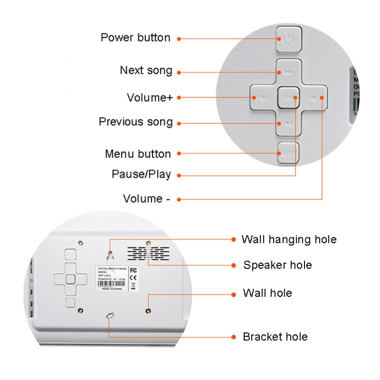إطار صور رقمي DPF-706 بحجم 7 بوصة، جهاز إعلان LED مثبت على الحائط، قابس أمريكي، قابس أوروبي، قابس بريطاني، قابس أسترالي