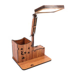 Wooden Multi-function Touch USB Pen Holder Desk Lamp Student Desktop Charging Reading Lamp Led Eye Protection Table Lamp, USB Plug-in without Battery, USB Charging Built-in Battery