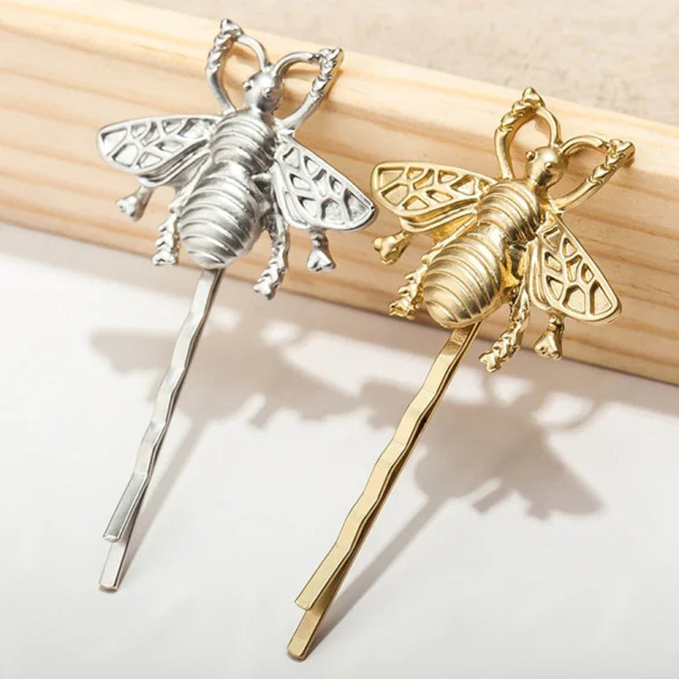 2 PCS Retro Hair Accessories Fashion Temperament Matte Bee Hair Clip