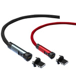 كابل شحن بيانات مغناطيسي دوار 540 درجة CC57، 1 متر + 8Pin + أحمر، 2 متر + 8Pin + أحمر، 1 متر + 8Pin + أسود، 2 متر + 8Pin + أسود