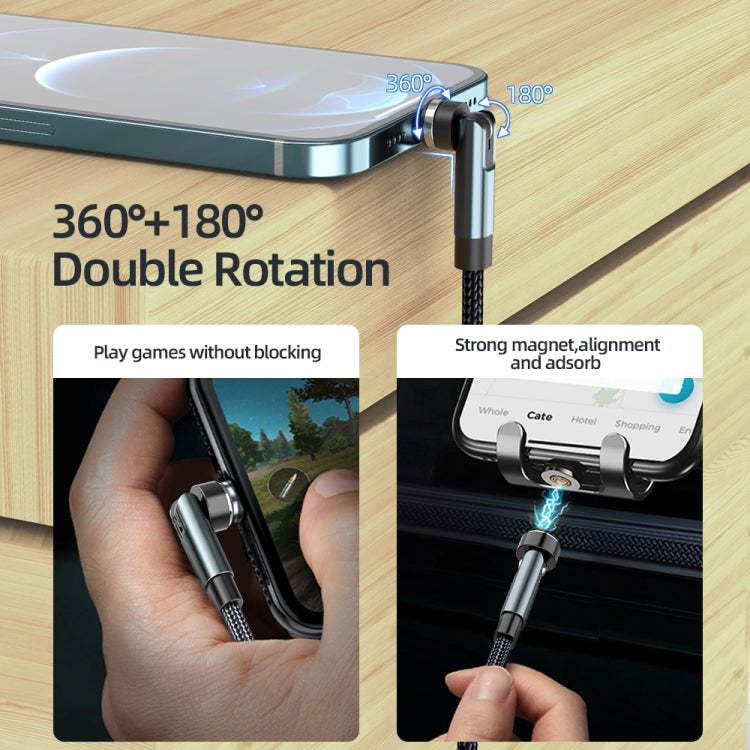 CC57 كابل بيانات شحن سريع مغناطيسي دوار 540 درجة، 1م + Micro USB + أحمر، 2م + Micro USB + أحمر، 1م + Micro USB + أسود، 2م + Micro USB + أسود