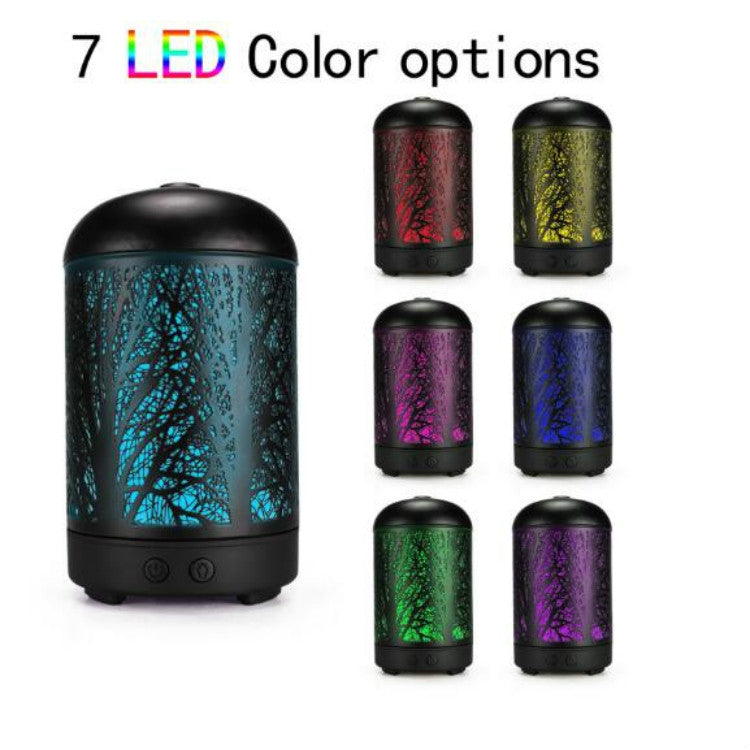 مرطب هواء شجرة معدنية موزع زيت عطري صانع ضباب مصباح LED ملون موزع أروماثيرابي منقي هواء، قابس أوروبي