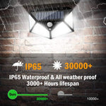 مصباح حائط استشعاري شمسي خارجي 100 LED للفناء، إضاءة شرفة وحديقة قابلة للتعديل، ضوء شارع صغير، 1 قطعة 100 LED، 2 قطعة 100 LED