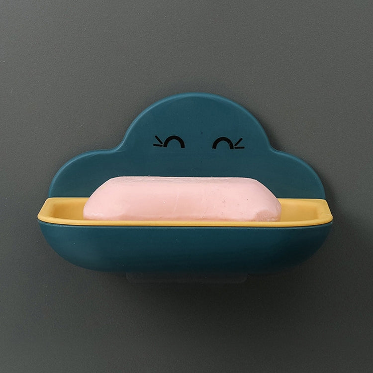 Cloud Soap Box Toilet Creative Wall-mounted Bathroom Toilet Free Punch Double-layer Drain Rack, White, Pink, Dark Blue, Light Blue