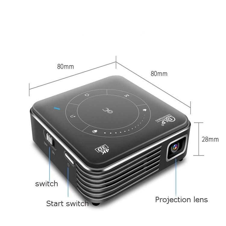 جهاز عرض صغير P11 بدقة 4K HD DLP ثلاثي الأبعاد 4G + 32G ذكي صغير مريح، قابس المملكة المتحدة، قابس أستراليا