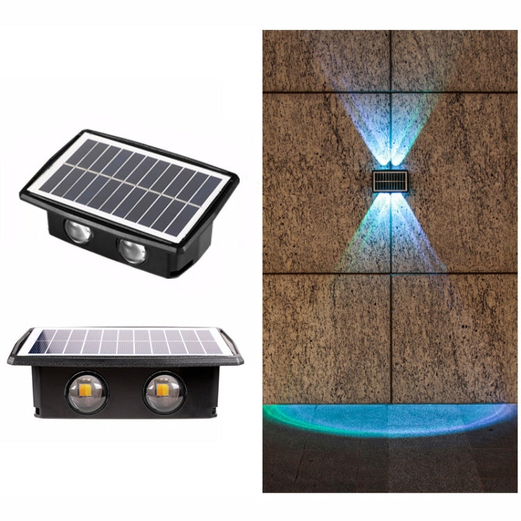 مصباح جداري شمسي مقاوم للماء خارجي، كشافات مزدوجة الاتجاه لأعلى ولأسفل، 4LED، 8LED، 6LED