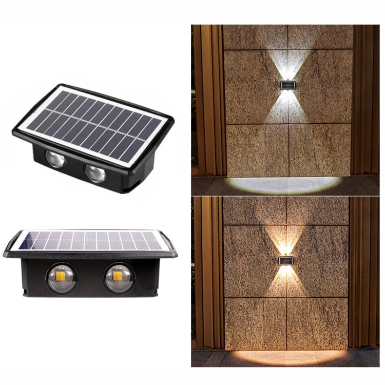 مصباح جداري شمسي مقاوم للماء خارجي، كشافات مزدوجة الاتجاه لأعلى ولأسفل، 4LED، 8LED، 6LED
