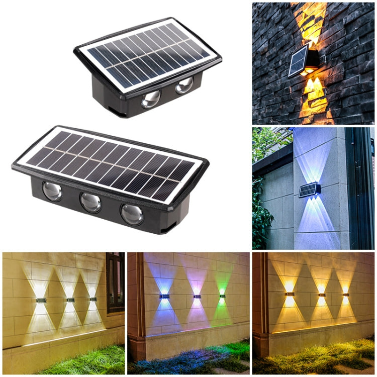 مصباح جداري شمسي مقاوم للماء خارجي، كشافات مزدوجة الاتجاه لأعلى ولأسفل، 4LED، 8LED، 6LED