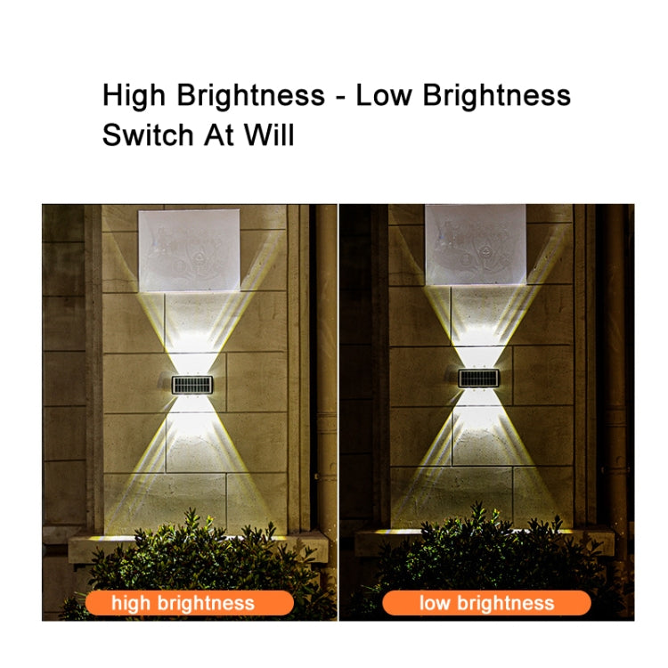مصباح جداري شمسي مقاوم للماء خارجي، كشافات مزدوجة الاتجاه لأعلى ولأسفل، 4LED، 8LED، 6LED