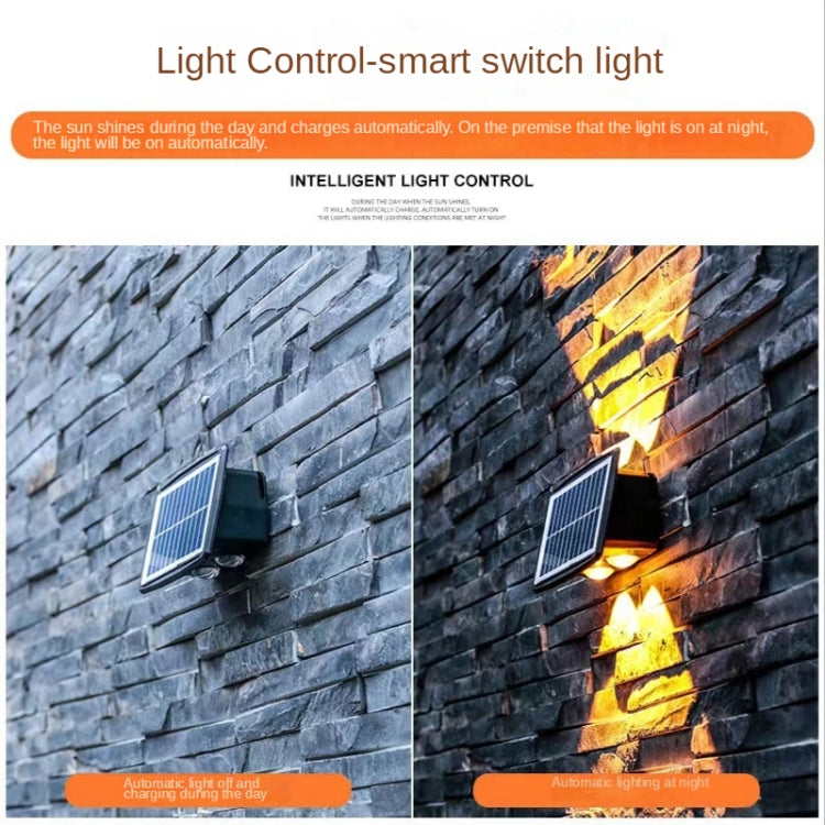 مصباح جداري شمسي مقاوم للماء خارجي، كشافات مزدوجة الاتجاه لأعلى ولأسفل، 4LED، 8LED، 6LED
