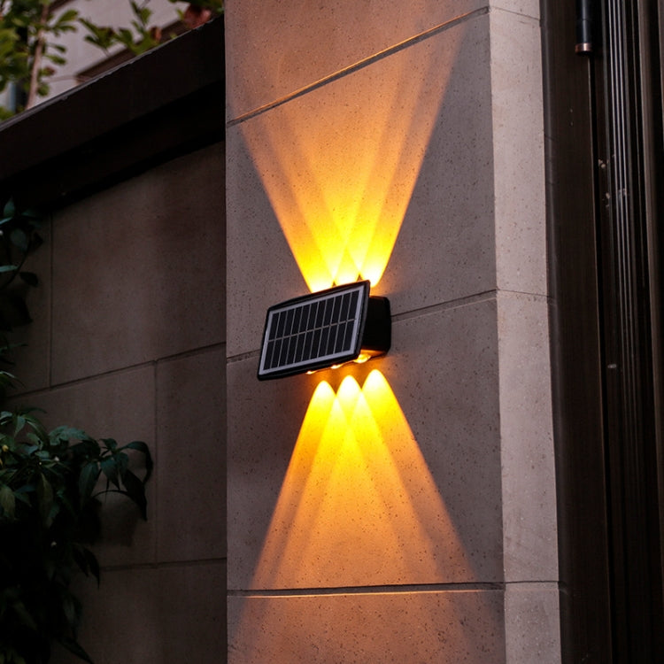 مصباح جداري شمسي مقاوم للماء خارجي، كشافات مزدوجة الاتجاه لأعلى ولأسفل، 4LED، 8LED، 6LED