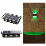 مصباح جداري شمسي مقاوم للماء خارجي، كشافات مزدوجة الاتجاه لأعلى ولأسفل، 4LED، 8LED، 6LED