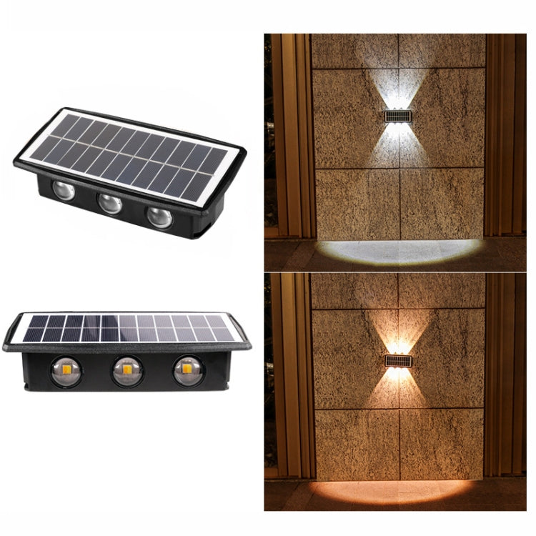 مصباح جداري شمسي مقاوم للماء خارجي، كشافات مزدوجة الاتجاه لأعلى ولأسفل، 4LED، 8LED، 6LED