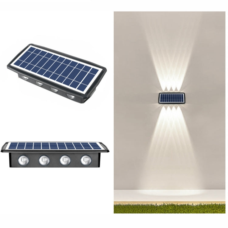 مصباح جداري شمسي مقاوم للماء خارجي، كشافات مزدوجة الاتجاه لأعلى ولأسفل، 4LED، 8LED، 6LED