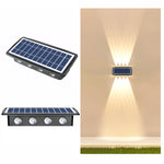 مصباح جداري شمسي مقاوم للماء خارجي، كشافات مزدوجة الاتجاه لأعلى ولأسفل، 4LED، 8LED، 6LED
