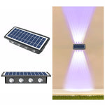مصباح جداري شمسي مقاوم للماء خارجي، كشافات مزدوجة الاتجاه لأعلى ولأسفل، 4LED، 8LED، 6LED