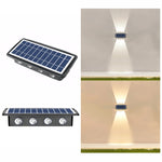 مصباح جداري شمسي مقاوم للماء خارجي، كشافات مزدوجة الاتجاه لأعلى ولأسفل، 4LED، 8LED، 6LED