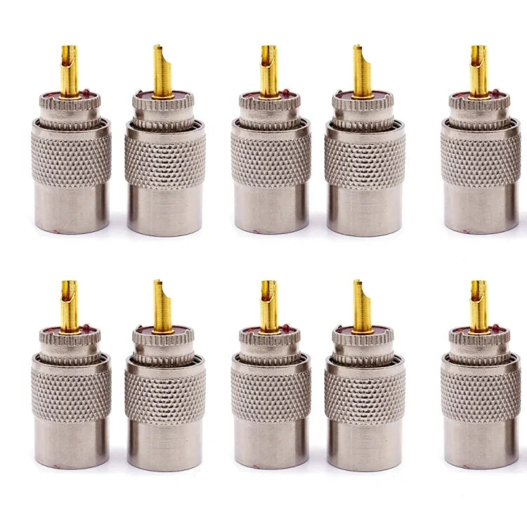 10 قطع موصل ذكر UHF PL259 لموصلات كابل RG8 / RG58، ذكر UHF