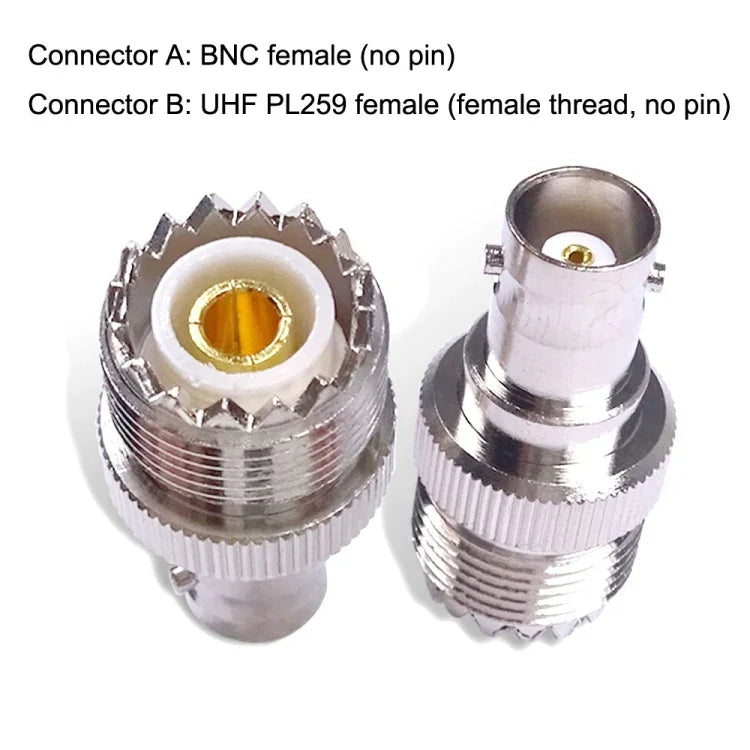 محول كابل RF مستقيم من أنثى BNC إلى أنثى UHF PL-259، من أنثى BNC إلى أنثى UHF