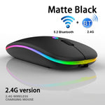 ماوس لاسلكي صامت بثلاثة أزرار مع إضاءة RGB وتقنية بلوتوث ووضع مزدوج