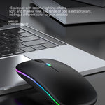 ماوس لاسلكي صامت بثلاثة أزرار مع إضاءة RGB وتقنية بلوتوث ووضع مزدوج