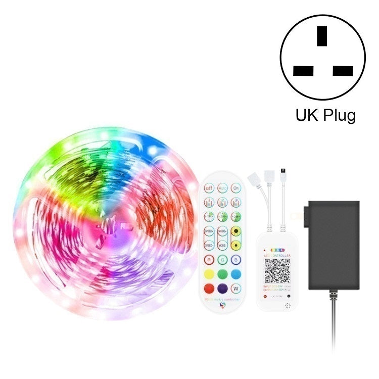 شريط إضاءة ذكي بلوتوث مع تحكم صوتي مقاوم للماء 5050 RGB ألوان متعددة مع جهاز تحكم عن بعد بـ 24 مفتاح، 5 أمتار 150 LED، 5 أمتار 300 LED، 10 أمتار 300 LED، 10 أمتار 600 LED، 15 متر 450 LED، 20 متر 360 LED، 30 متر 540 LED