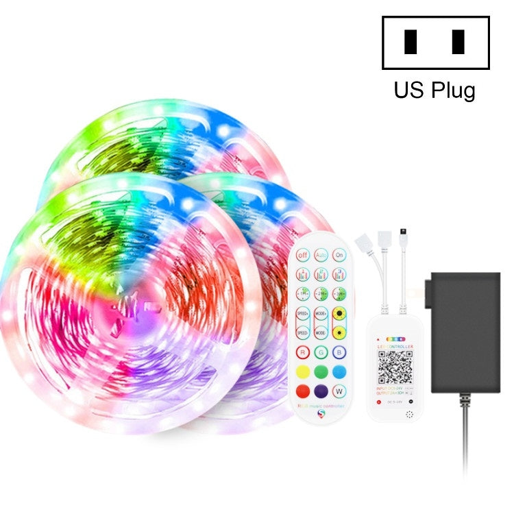 شريط إضاءة ذكي بلوتوث مع تحكم صوتي مقاوم للماء 5050 RGB ألوان متعددة مع جهاز تحكم عن بعد بـ 24 مفتاح، 5 أمتار 150 LED، 5 أمتار 300 LED، 10 أمتار 300 LED، 10 أمتار 600 LED، 15 متر 450 LED، 20 متر 360 LED، 30 متر 540 LED