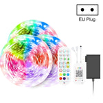 شريط إضاءة ذكي بلوتوث مع تحكم صوتي مقاوم للماء 5050 RGB ألوان متعددة مع جهاز تحكم عن بعد بـ 24 مفتاح، 5 أمتار 150 LED، 5 أمتار 300 LED، 10 أمتار 300 LED، 10 أمتار 600 LED، 15 متر 450 LED، 20 متر 360 LED، 30 متر 540 LED