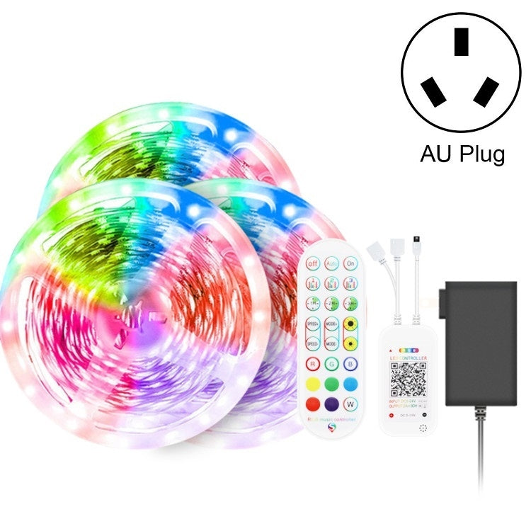 شريط إضاءة ذكي بلوتوث مع تحكم صوتي مقاوم للماء 5050 RGB ألوان متعددة مع جهاز تحكم عن بعد بـ 24 مفتاح، 5 أمتار 150 LED، 5 أمتار 300 LED، 10 أمتار 300 LED، 10 أمتار 600 LED، 15 متر 450 LED، 20 متر 360 LED، 30 متر 540 LED