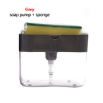 Kitchen Dishwasher Brush Press Liquid Soap Pump Box Soap Dispenser with Washing Sponge Detergent Automatic Cleaning Brush