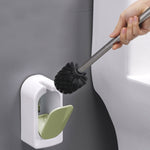 Bathroom Toilet Wall-mounted Toilet Brush Set with Soft Hair and Long Handle Without Dead Corners, Pink, Blue, Green, Grey