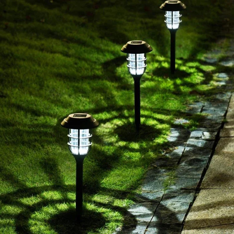 مصباح عشب مخطط شمسي 2 قطع LED مقاوم للماء خارجي للحديقة والمنتزه