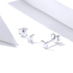 أقراط فراشة فضة استرليني بسيطة وطازجة مطلية بالبلاتين للبنات، SCE775