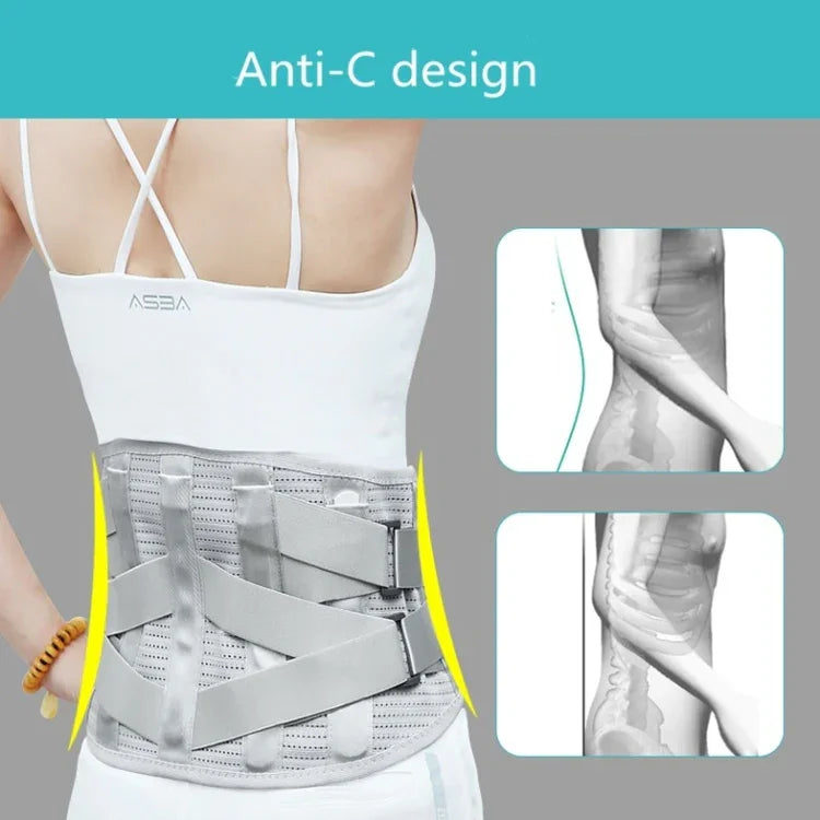 حزام طبي للخصر مع دعم صفيحة فولاذية دافئ وقابل للتنفس، S، M، L، XL، XXL