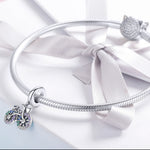 S925 Sterling Silver Bicycle Pendant Color Inlaid Zircon Beads DIY Bracelet Charm Accessories, Pendant, Pendant + Bare Chain