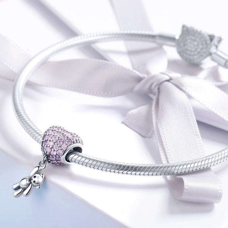 S925 Sterling Silver Bear Balloon Heart-shaped Inlaid Zirconium Diamond DIY Bead Bracelet Accessories, Bead