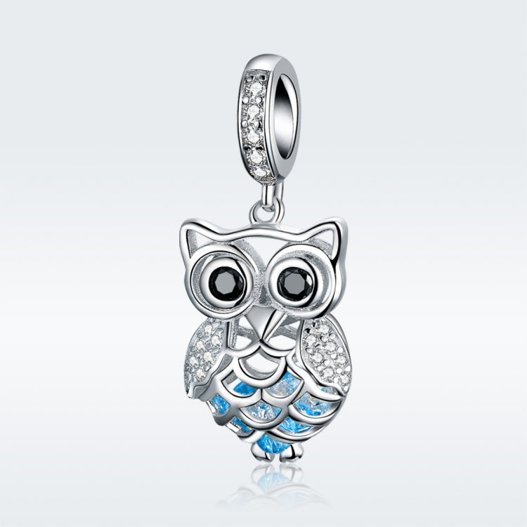 S925 Sterling Silver Blue Zircon Movable Owl Pendant DIY Bracelet Accessories, Pendant