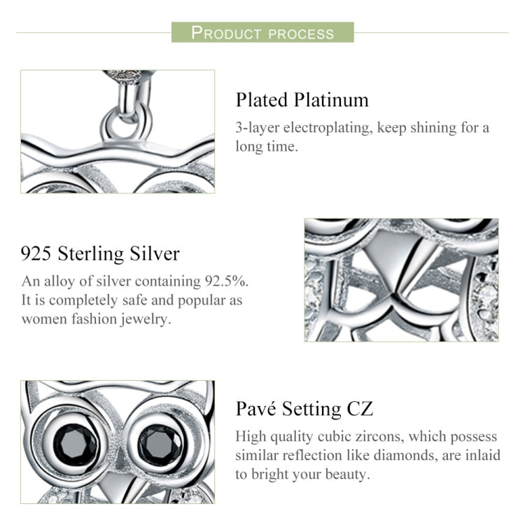 S925 Sterling Silver Blue Zircon Movable Owl Pendant DIY Bracelet Accessories, Pendant