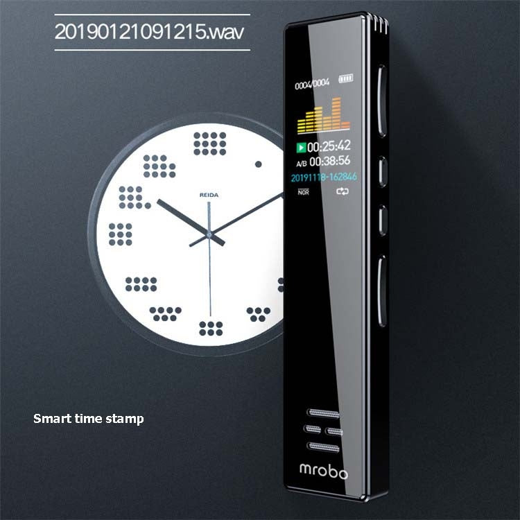 مسجل صوت احترافي MROBO A10 مع تقليل الضوضاء، مشغل MP3 بشاشة ملونة للطلاب، 8GB، 16GB