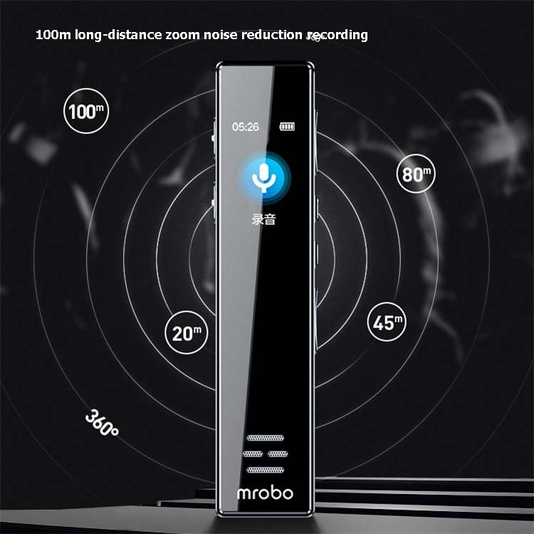 مسجل صوت احترافي MROBO A10 مع تقليل الضوضاء، مشغل MP3 بشاشة ملونة للطلاب، 8GB، 16GB