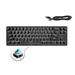 لوحة مفاتيح ميكانيكية صغيرة Ajazz K680T سلكية وبلوتوث بشحن مزدوج وعدد 68 مفتاح، طول الكابل: 1.6 متر، مفاتيح خضراء، سوداء، وشاي