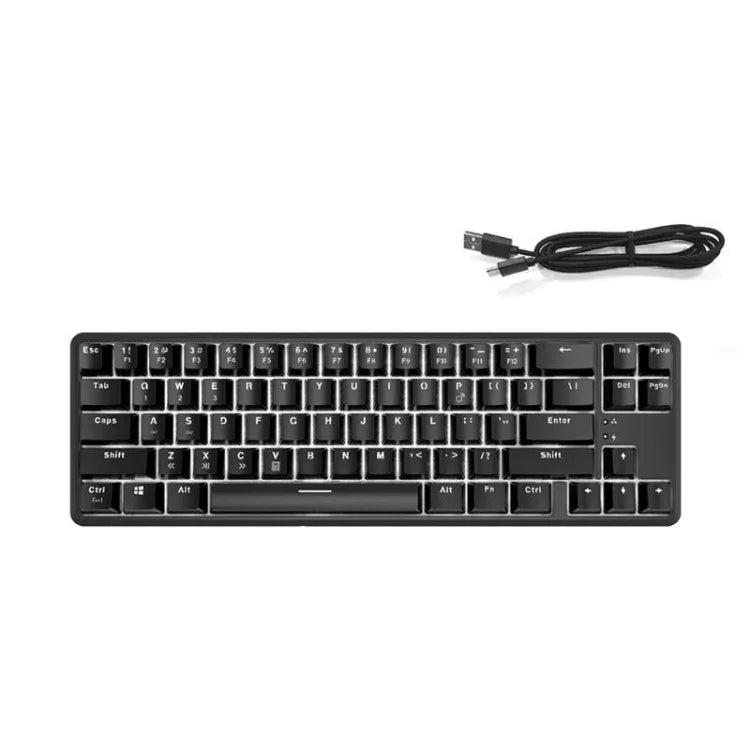 لوحة مفاتيح ميكانيكية صغيرة Ajazz K680T سلكية وبلوتوث بشحن مزدوج وعدد 68 مفتاح، طول الكابل: 1.6 متر، مفاتيح خضراء، سوداء، وشاي