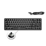 لوحة مفاتيح ميكانيكية صغيرة Ajazz K680T سلكية وبلوتوث بشحن مزدوج وعدد 68 مفتاح، طول الكابل: 1.6 متر، مفاتيح خضراء، سوداء، وشاي