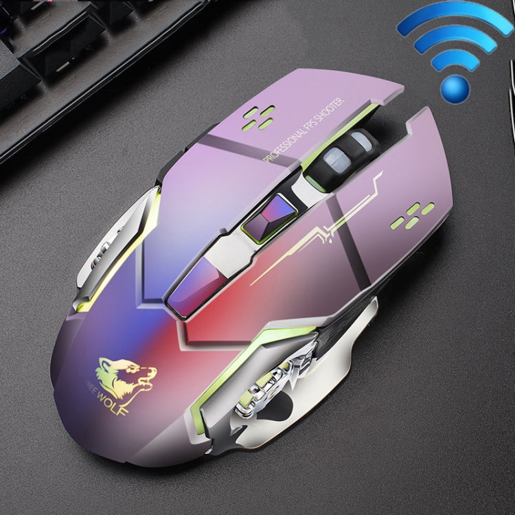 ماوس ألعاب ميكانيكي لاسلكي FREEDOM-WOLF X8 بدقة 2400 DPI مع 6 أزرار وشحن لاسلكي وصامت ومضيء، X8 أسود، X8 رمادي معدني، X8 أسود نجمي