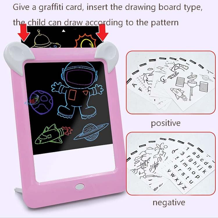 لوحة رسم مضيئة LED، لوحة كتابة إلكترونية فلورية للأطفال، لوحة رسائل مضيئة، أزرق، وردي