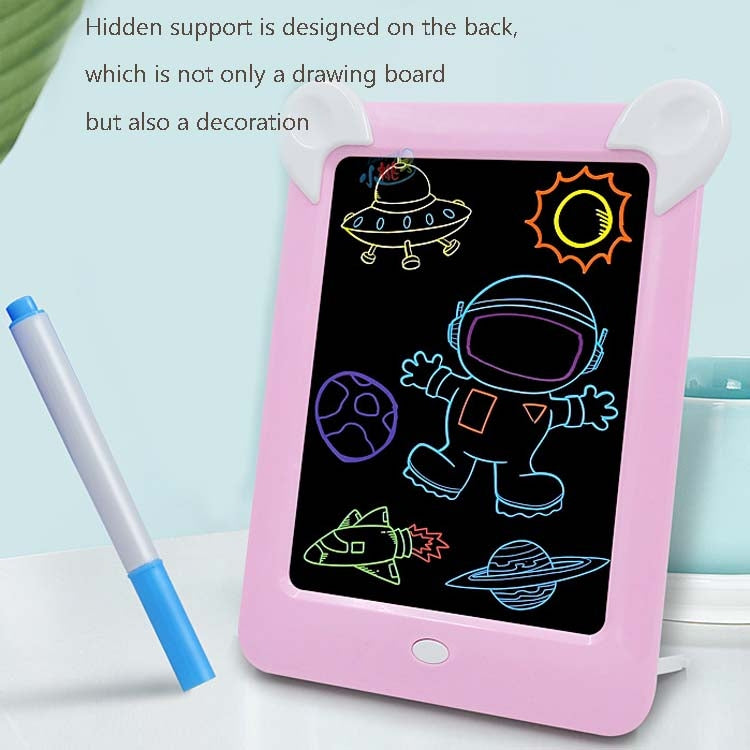 لوحة رسم مضيئة LED، لوحة كتابة إلكترونية فلورية للأطفال، لوحة رسائل مضيئة، أزرق، وردي