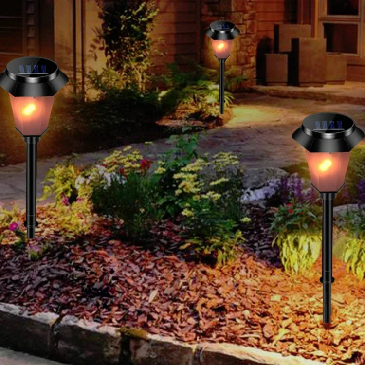 مصباح منظر طبيعي ديناميكي بنيران شمسية، ضوء خارجي للحديقة والعشب LED